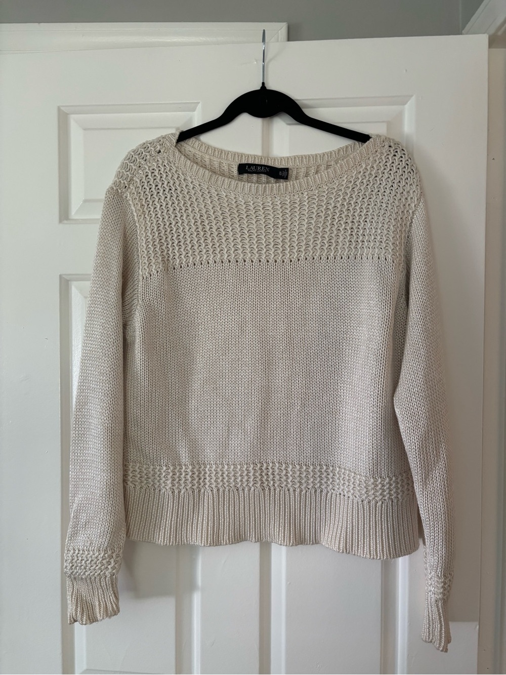 Lauren Ralph Lauren Cream Chunky Knit Sweater - Creamy Beige - Size XL